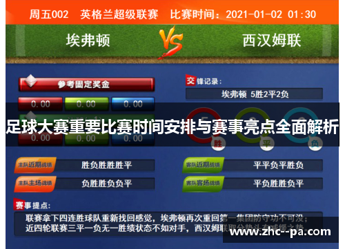 足球大赛重要比赛时间安排与赛事亮点全面解析 足球大赛重要比赛时间安排与赛事亮点全面解析