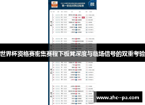 世界杯资格赛密集赛程下板凳深度与临场信号的双重考验 世界杯资格赛密集赛程下板凳深度与临场信号的双重考验